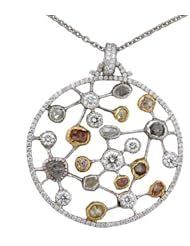 Rough & Polished Diamond Pendant Art Work Piece 18K Gold