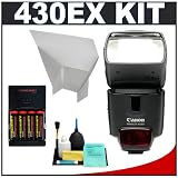 Canon 430EX Speedlite Flash + Precision Design Bounce Reflector + 4 Batteries & Charger for Canon Rebel XS, XSi, XT, XTi, EOS 1D, 5D, 30D, 40D & 50D EOS Digital SLR Cameras
