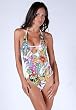 Ed Hardy One Piece V-Neck Swimsuit, Cross in White