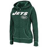 NFL Women's New York Jets Deep Post Long Sleeve Fullzip Marled Fleece Hoody (Dark Green/White, Medium)