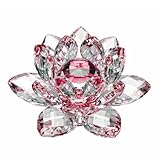 Amlong Crystal Hue Reflection Crystal Lotus Flower with Gift Box, 3-Inch, Red