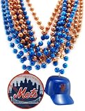 MLB New York Mets Team Medallion, Mini-Helmet and Mardi-Gras Bead Set