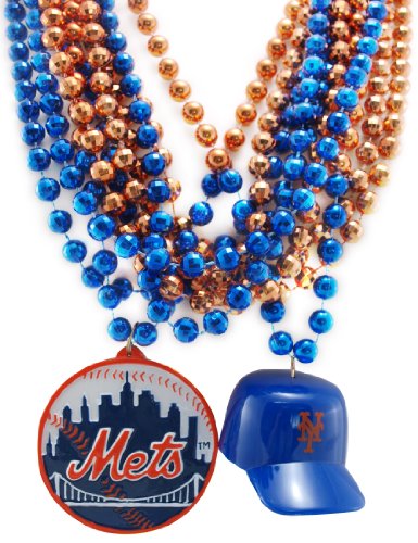 MLB New York Mets Team Medallion, Mini-Helmet and Mardi-Gras Bead Set