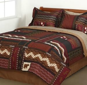 Southwest Cabin Bear Queen Comforter Set