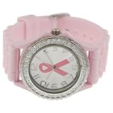 Best Prices Women’s Rhinestone-accented Large Face Breast Cancer Awareness Silicone Watch Watch Sales