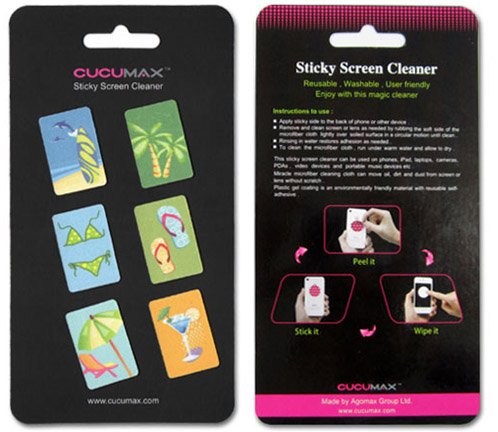 Sticky Cleaner Summer & Beach - 6-in-1 Microfiber Screen Cleaner Sticker for iPhones, smartphones, tablets and touchscreen other electronic digital devices