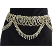 Sensational Hip Chain Belt with Layers of Brass Loops and Bells, Fits waist or hips 35" - 41" for Belly Dancing or Casual Wear