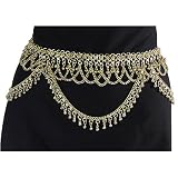 Sensational Hip Chain Belt with Layers of Brass Loops and Bells, Fits waist or hips 35 - 41 for...