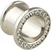 Single Stainless Steel Double Flared Gemmed Eyelet (Bling) Clear CZ Gems: 00g