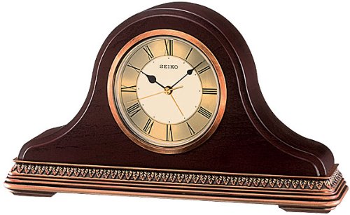 Decorative Alarm Clock - Dark Brown Solid Wood Tambour Case