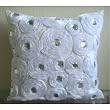 White Heaven - Throw Pillow Covers - Silk Pillow Cover with Satin Ribbon Flowers