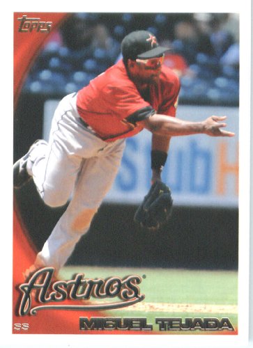 2010 Topps Baseball Card #160 Miguel Tejada Houston Astros - Mint Condition - Shipped In Protective ScrewDown Display Case!