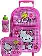 Handy Hello Kitty Pink Rolling Backpack & Lunch Box + Water Bottle Bonus Wallet