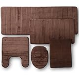 TOWNHOUSE RUG Memory Foam Bathroom Set Combo, 5 Piece, Brown