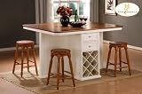 Home Elegance 5308W-36 5 PCS 5 PCS WHT (KITCHEN ISLAND, 4 CNTR STOOLS)