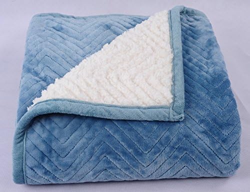 Plush Chevron Quilted Cable Throw Super Soft Mink Velvet Sherpa Blanket 50" x 60"