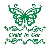 デザイン工房ＳＩＧＮＳ 車ステッカー Child in car 3 綺麗にはがせる 車 ステッカー 蝶 チョウ グリーン