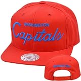 NHL Mitchell Ness Script Throwback Logo Snapback Hat NZ925 Washington Capitals