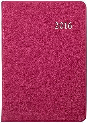 2016 Daily Journal, Month and Day-at-a-view pages, Genuine Goatskin Leather, 8" (Pink)