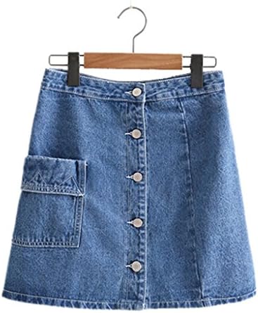FWSZZFTD Summer New South Korean Small Fresh Button A Skirt Denim Skirt for Women