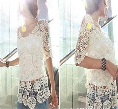 Liotus@ NEW Women Elegant Fashion Crochet Lace Knit Tops Outerwear Blouse