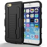 iPhone 6 hülle,HOOMIL® iPhone 6 Hülle Case Cover Dropdown-beweis stoßfest Handy Schutzhülle Weich Silikon Dual Layer Holster Armor Case mit Ständer und Gürtelclip hülle für Apple iPhone 6 4.7 Zoll (Schwarz, 4.7 zoll)