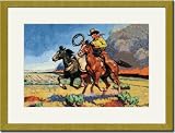 Gold Framed/Matted Print 17x23, Danger in the West
