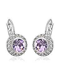 Honeystore Girls Austria Crystal White Gold Plated Hoop Earrings Color Purple