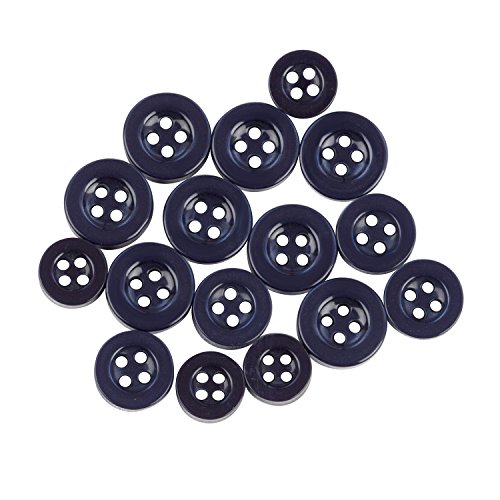 Standard Replacement Shirt Buttons, Navy Blue, 16-pcs (8 front, 4 sleeve, 4 collar)