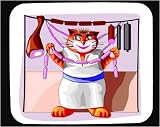 Decorated Mouse Pad with butcher, cat, dogs, hot