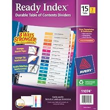 Avery Ready Index Table of Contents Dividers, 15-Tab, 3 Sets (11074)