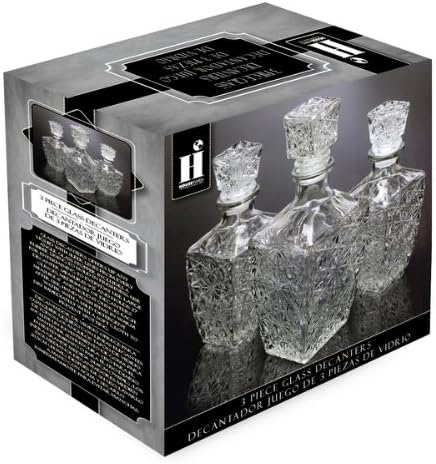 Housewares International 3-Piece Diamond Cut Glass Decanter Set