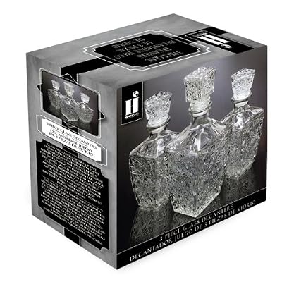 51gipjcOoEL. SS400  3 Piece Diamond Cut Glass Decanter Set