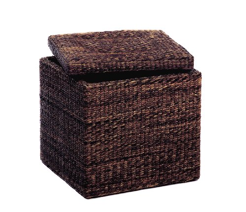 Seville Classics PAT70160 Rush Cube Storage Ottoman, Mocha
