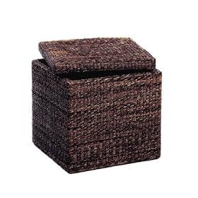 Seville Classics PAT70160 Rush Cube Storage Ottoman, Mocha