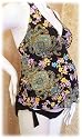 Prego Maternity Retro Halter Swimsuit in Belize Print -- XS-XL.