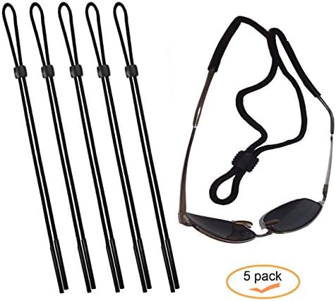 Sports Sunglass Holder Strap, Set of 5, Black