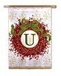 Monogram Holiday Wreath Regular Size Flag U Monogram Holiday Wreath Regular Size Flag U