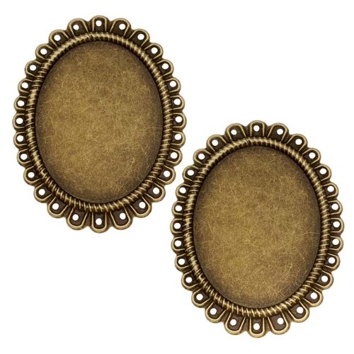 Antiqued Brass Bezel Frame For Cabochons No Loop 30x40mm (2)