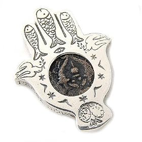 religiousjewelry.wordpress.com - Bronze/Silver Widow's Mite Hamsa Pendant