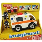 Fisher-Price Imaginext Deluxe Modern Vehicles - Rescue Ambulance and Figures with Lights and Sounds