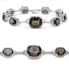 17.80 Carat Smoky Quartz Sterling Silver Bracelet by