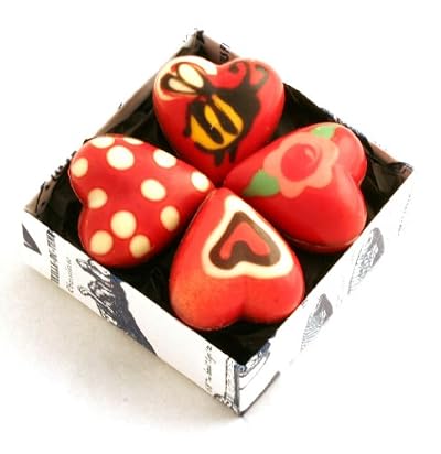 8 Hand-Painted Baby Chocolate Heart Halves in gift box