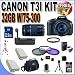 Canon EOS Rebel T3i 18 MP CMOS Digital SLR Camera and DIGIC 4 Imaging with EF-S 18-55mm f/3.5-5.6 IS Lens & Canon 75-300 Lens (2 Lens Kit!!!!) + 32GB Memory+ Battery Grip + 2 Extra Batteries + Charger + 3 Piece Filter Kit + UV Filter + Full Size Tripod + Case +Accessory Kit