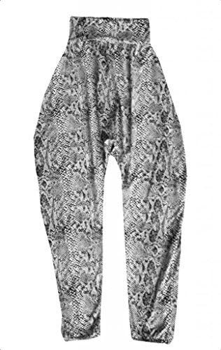 Girls Harem Style Hip-Hop Dance Pants - Black and White Snake Print