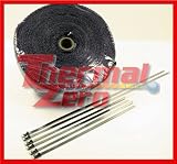 High Temperature Header/Exhaust Wrap Kit: 1 Roll Black 1/16 X 2 X 50' with a Stainless Ties Kit - Thermal Zero