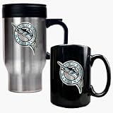 Florida Marlins Stainless Steel Travel Mug and Black Ceramic Mug Set