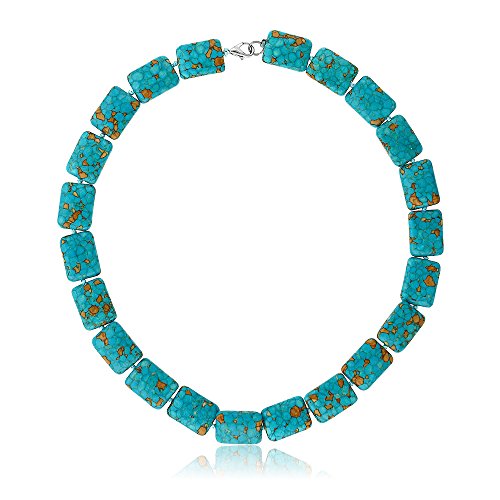 Amazing Green Simulated Turquoise Howlite Necklace 19 Inch With Lobster Clasp