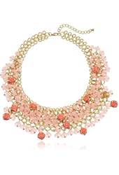 Rose and Rondelle Bead Statement Necklace, 16"