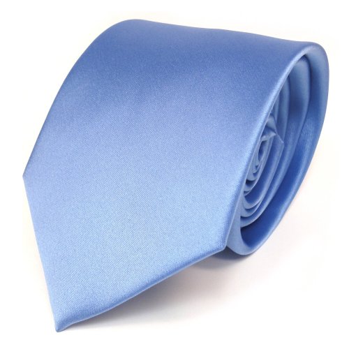 Satin Krawatte blau hellblau uni Polyester - 